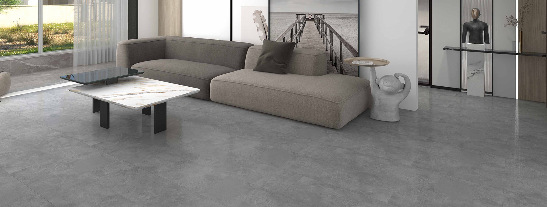 Concrete Grey stone-look flooring, decor SX-803, product close-up 2