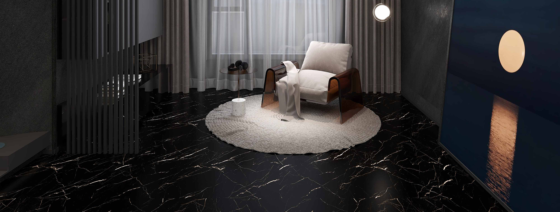 Botticino Dark stone-look flooring, decor ST-808, product close-up 2