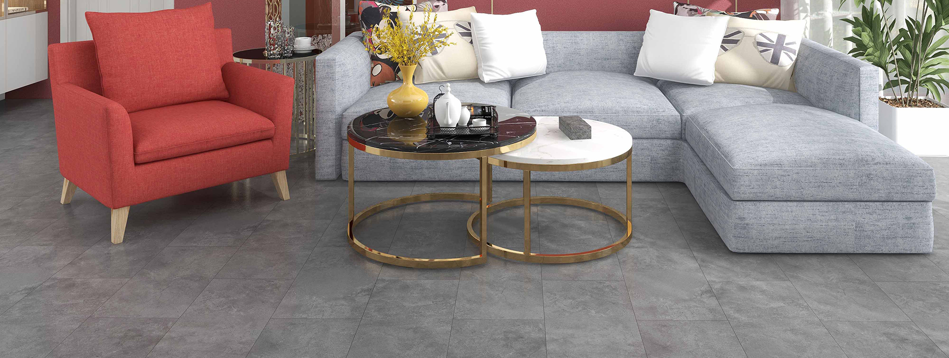 Concrete Grey stone-look flooring, decor ST-803, product close-up 2
