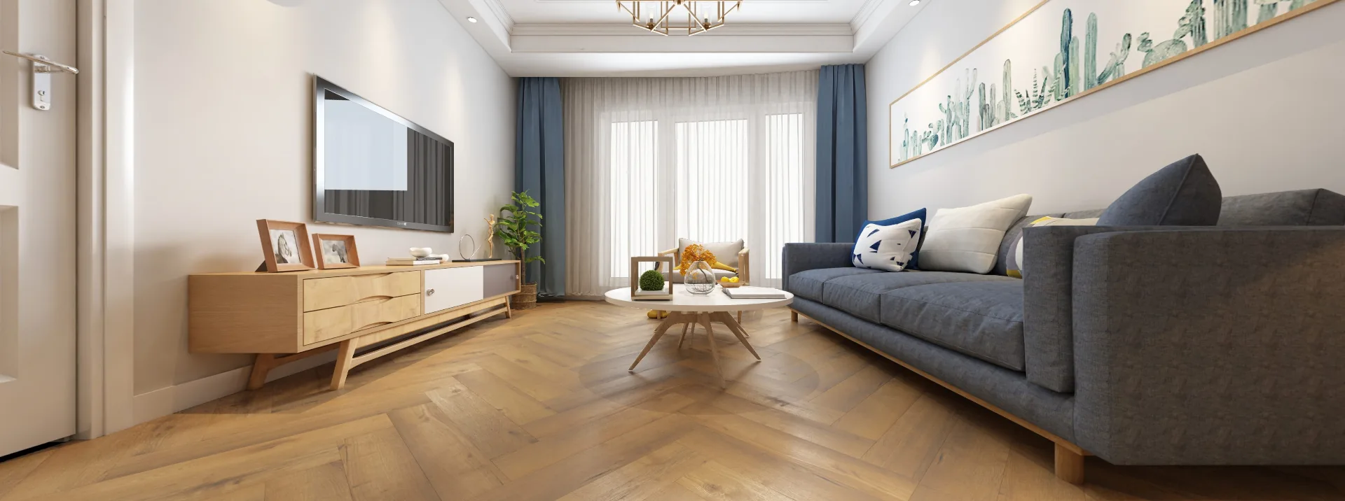 Authentic · Herringbone · pavimento in un interno contemporaneo